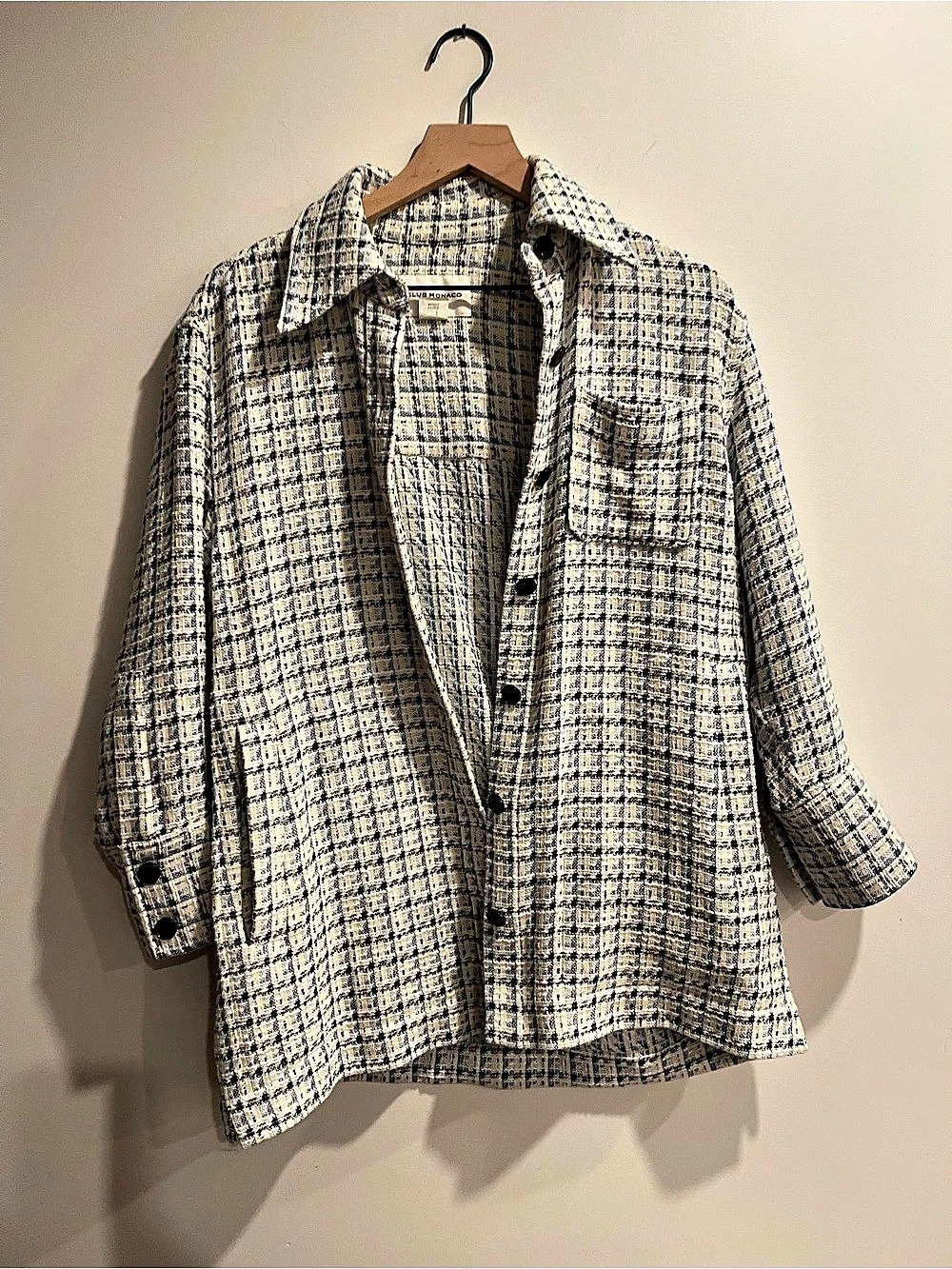 Club Monaco Checkered Jacket in White & Blue size S/P